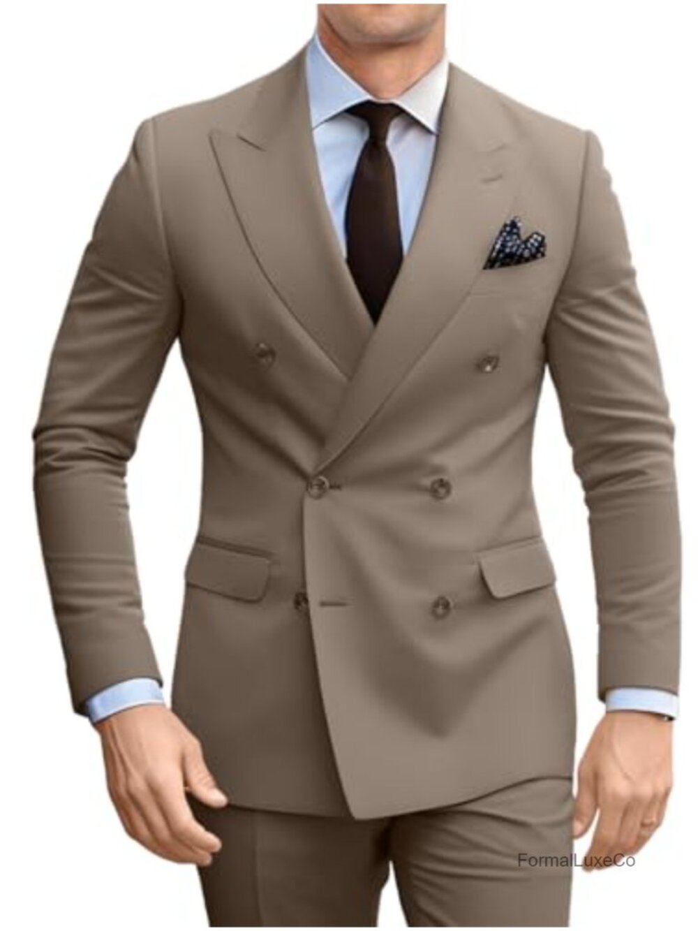Men's Double Breasted Slim Fit 2-Piece Suit Blazer & Pants Set Formal Prom Party